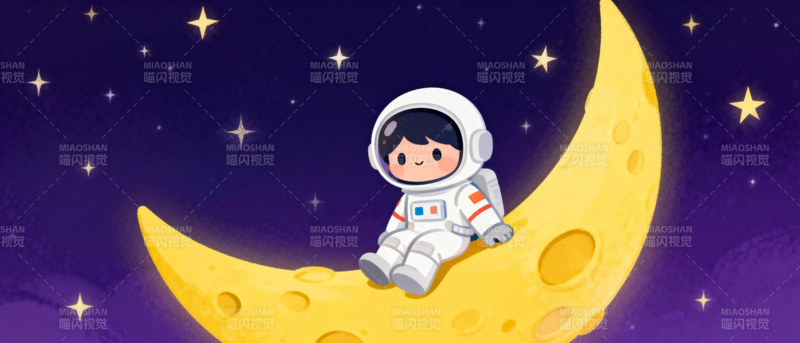 宇航员坐月亮图片