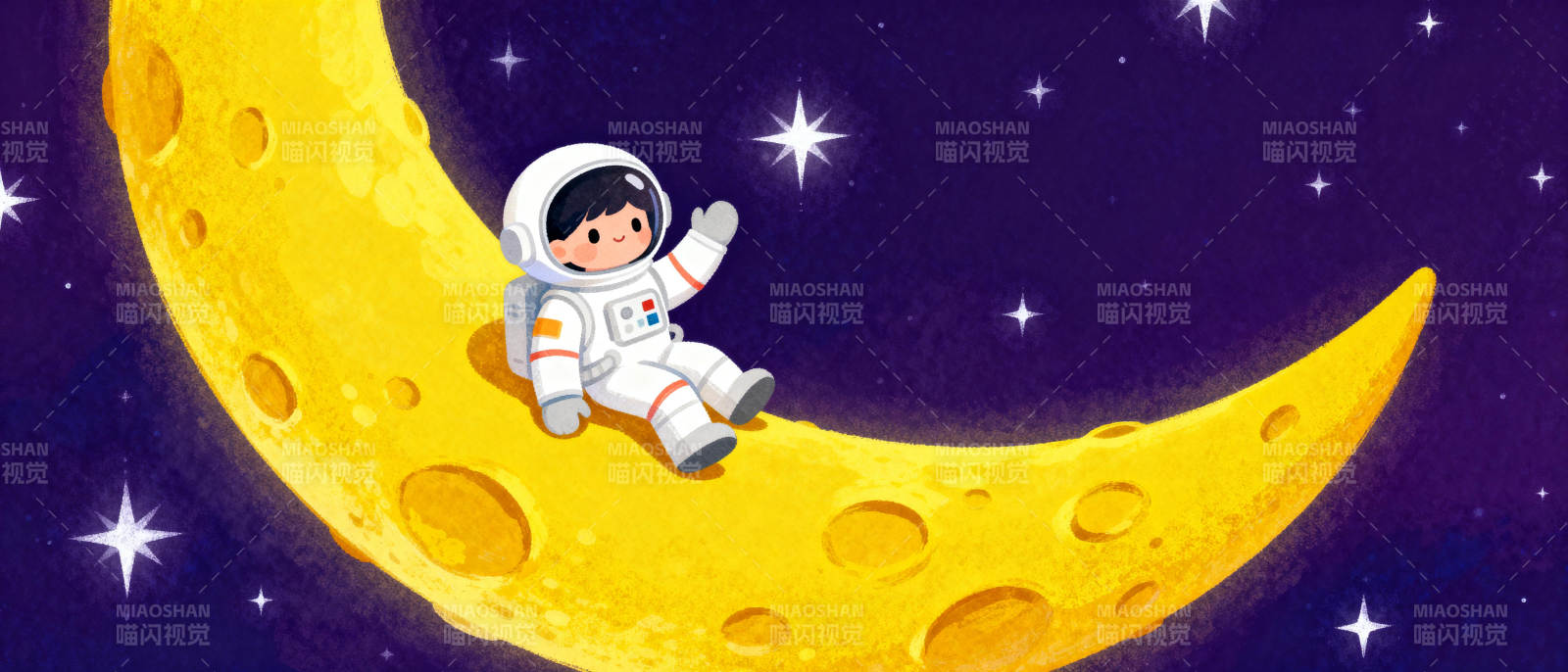 宇航员坐月亮图片