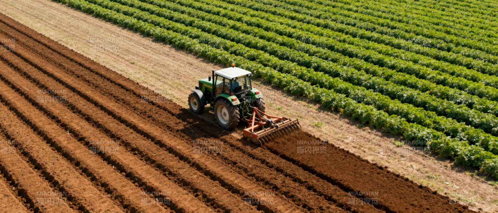 拖拉机耕作农田图片
