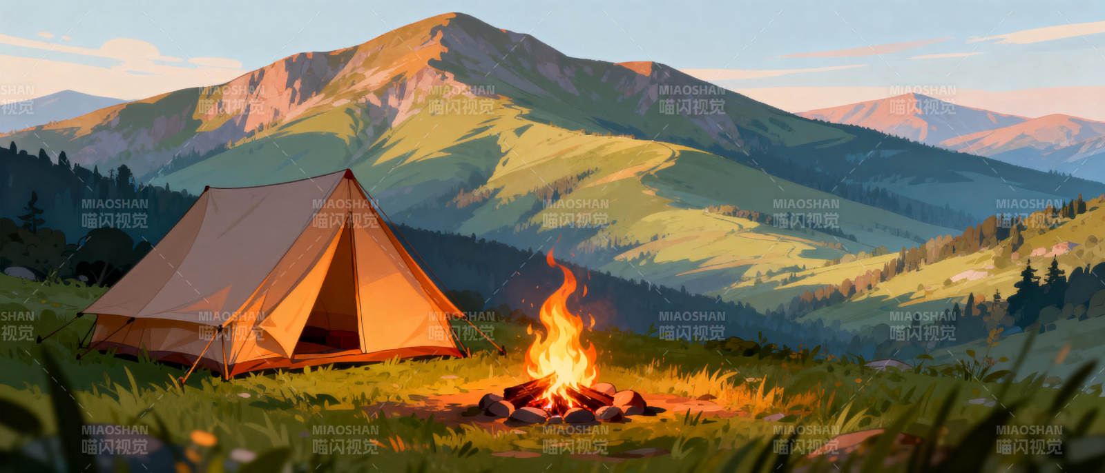 山野露营 篝火温暖图片