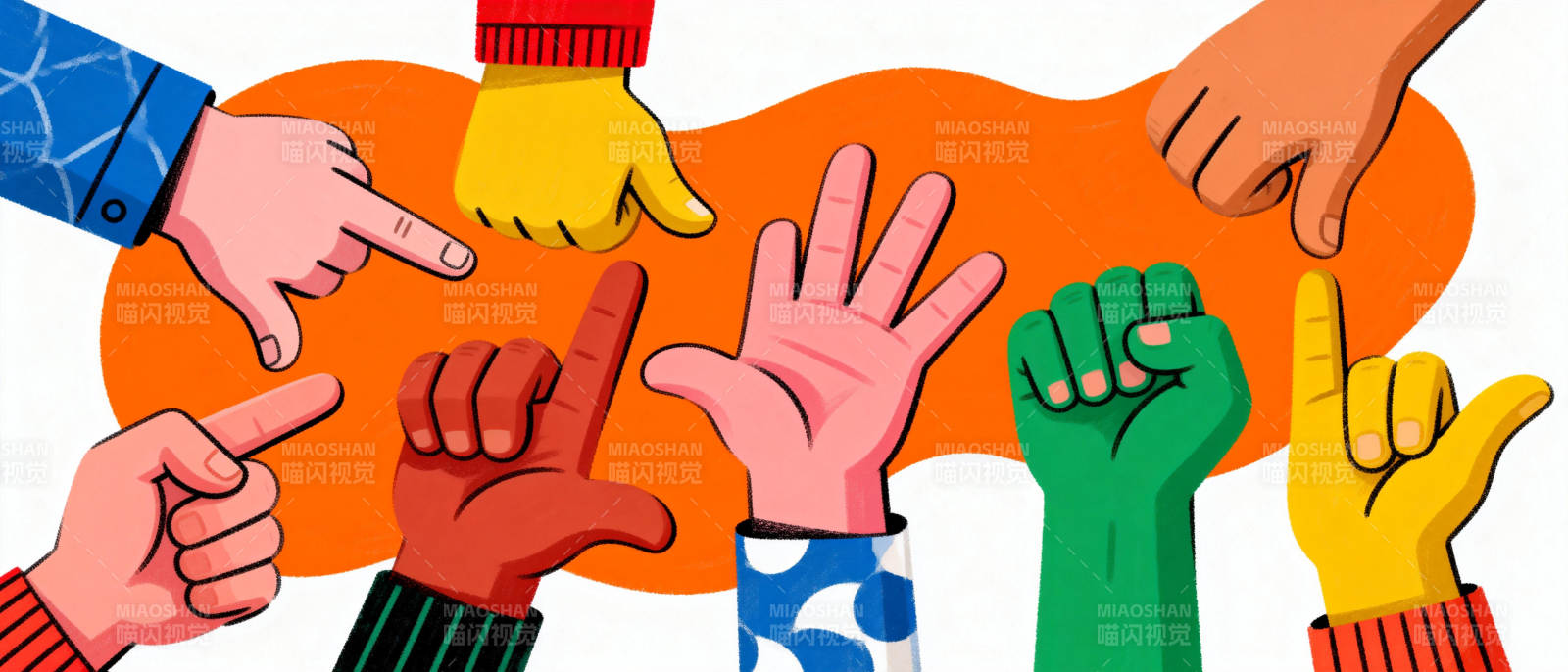 多彩的手势表达图片