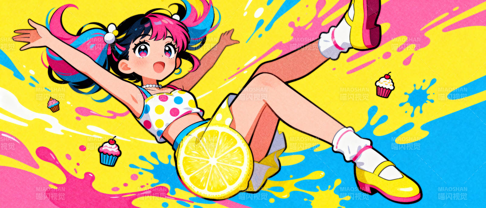 柠檬女孩跃动瞬间图片