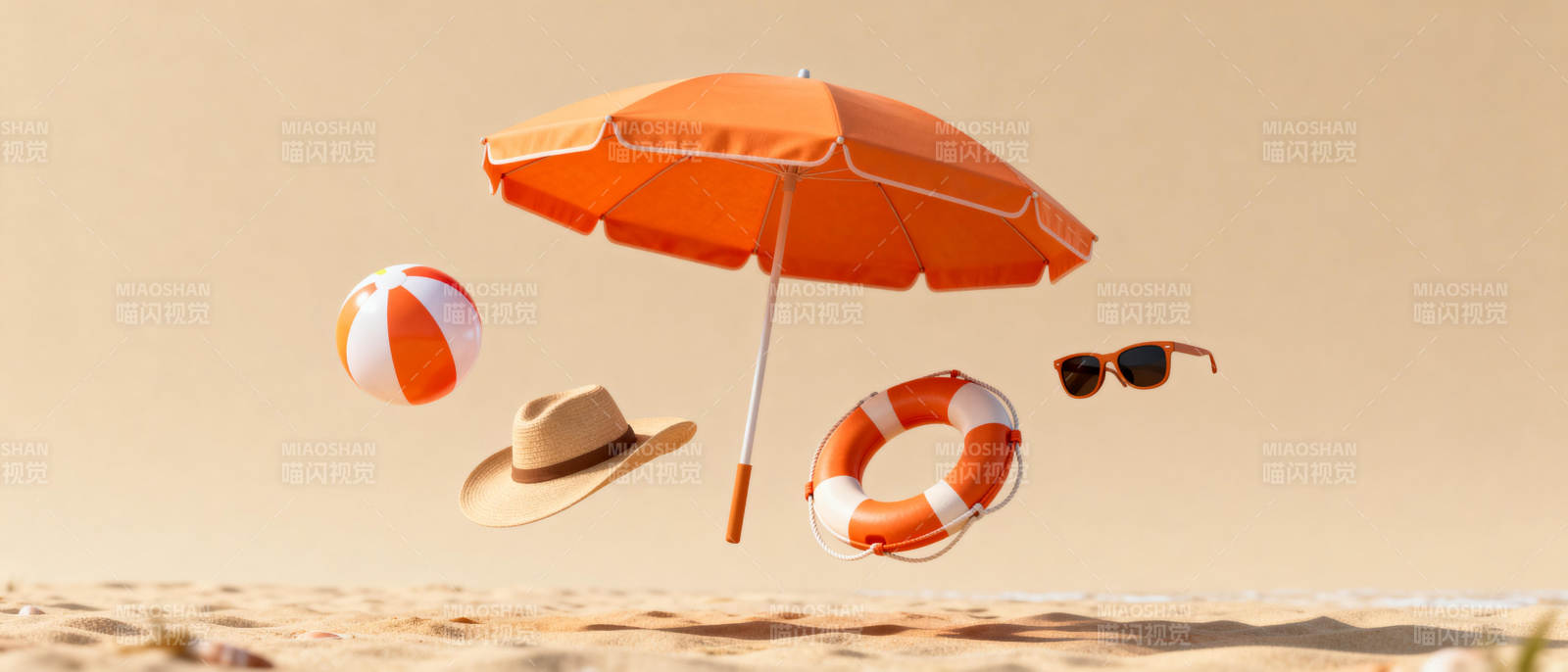夏日海滩用品飘浮图片