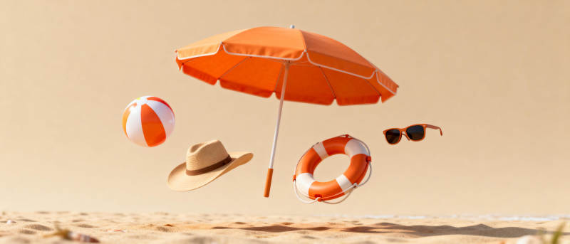 夏日海滩用品飘浮图片