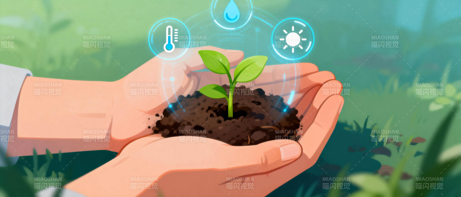 呵护幼苗成长图片