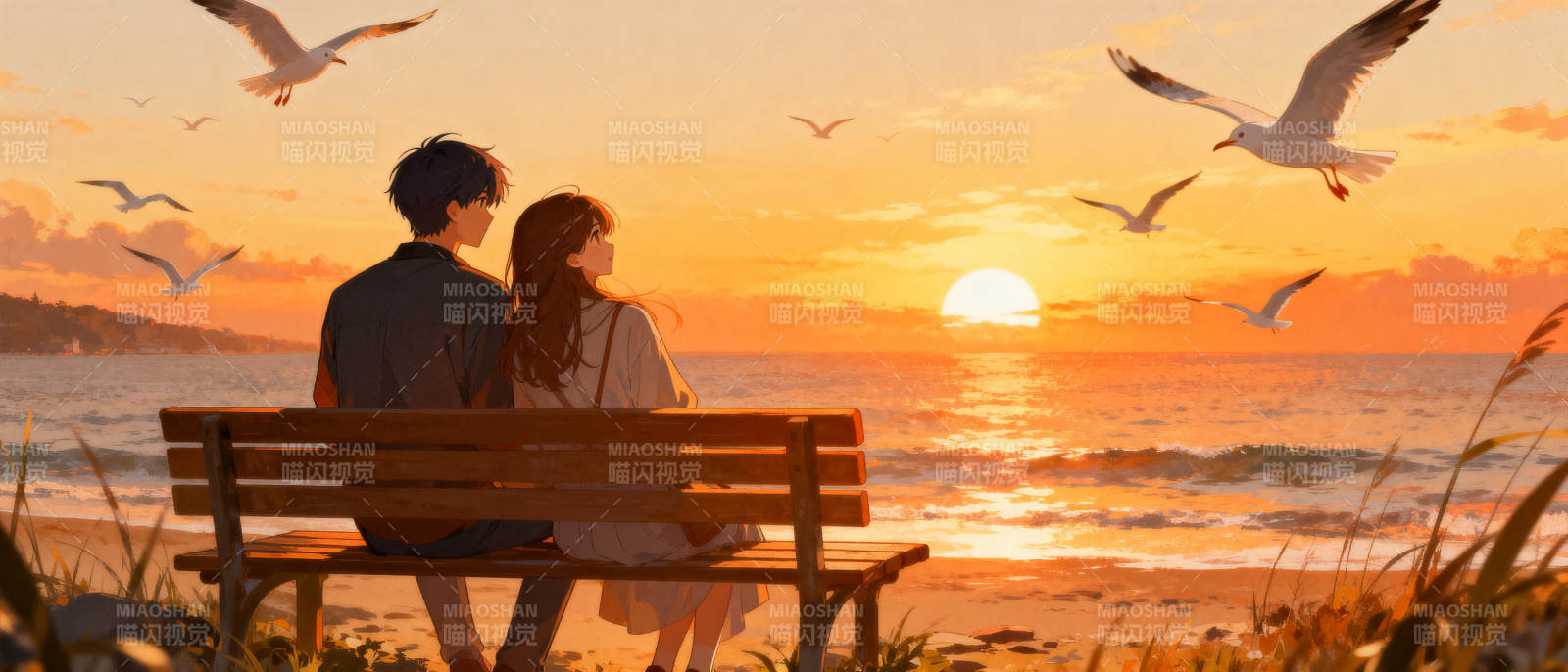 夕阳下的浪漫时刻图片