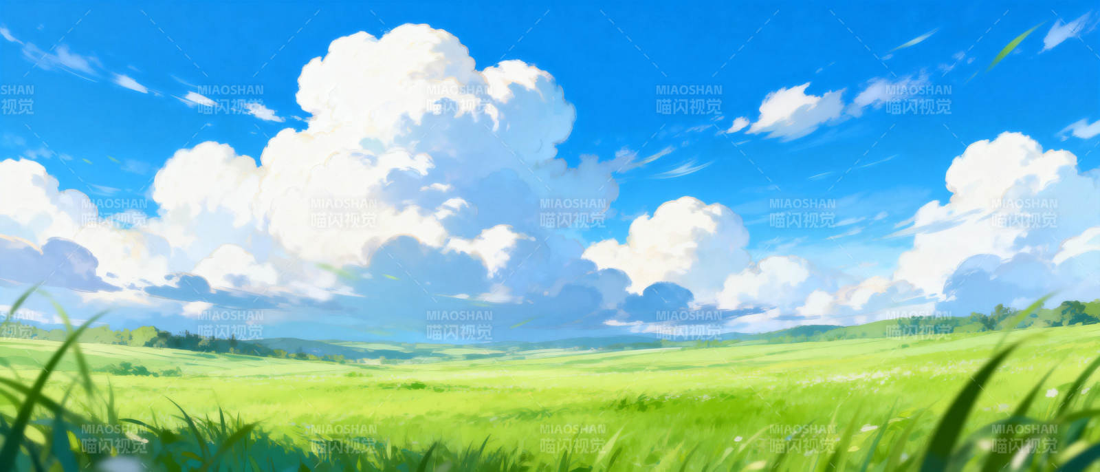 绿野蓝天图片