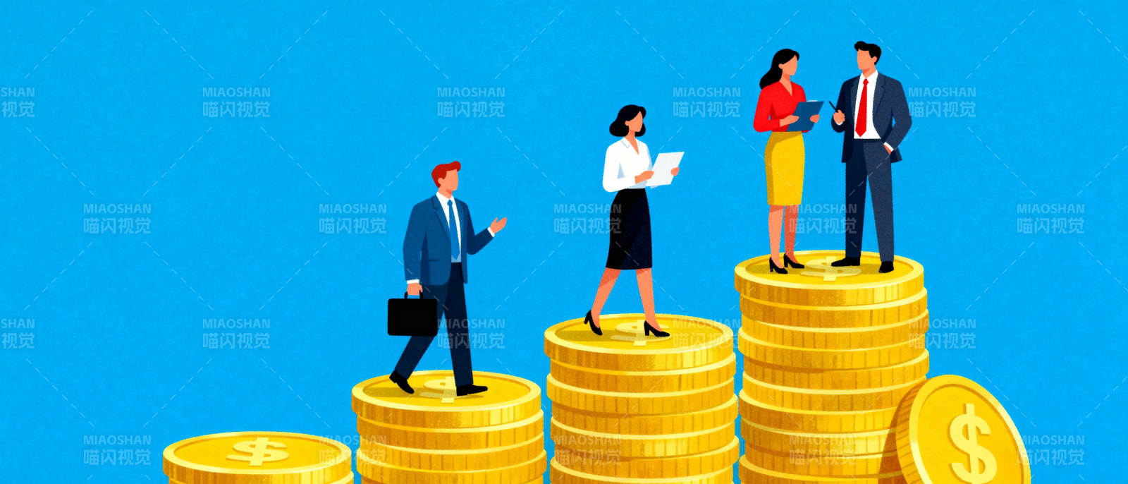 财富阶梯上的职场人图片