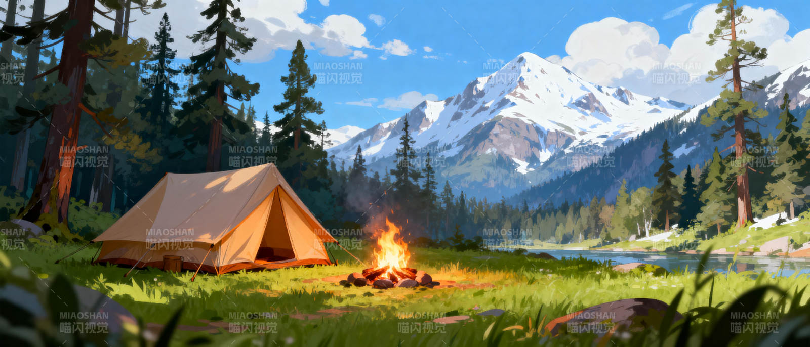 山野露营 篝火温暖图片