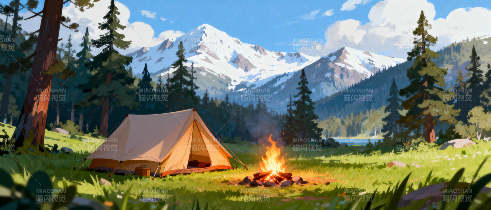 雪山露营夜图片