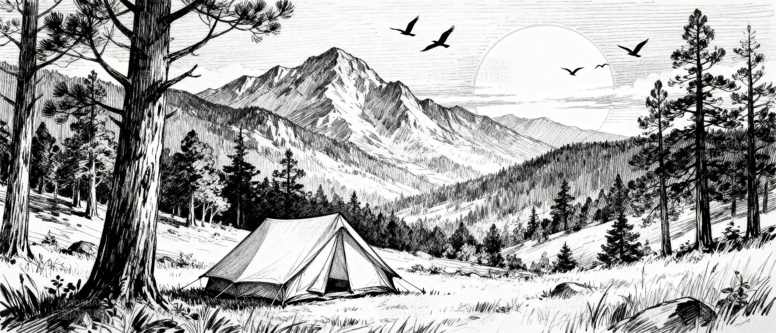 山野露营图图片