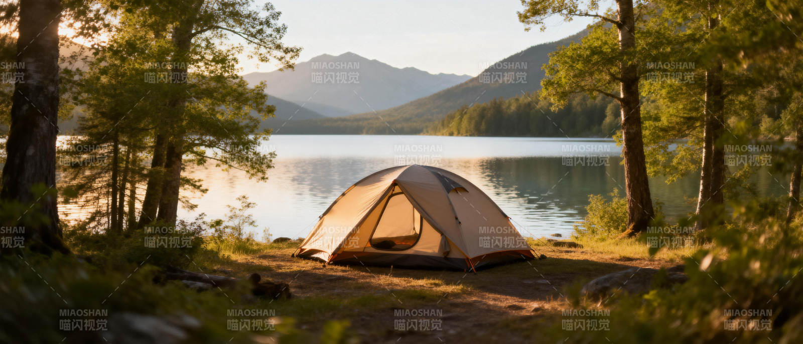 湖畔露营静谧时光图片