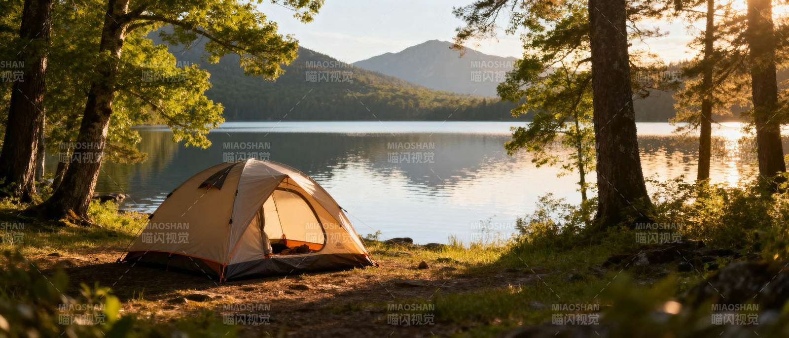 湖畔露营静谧时光图片