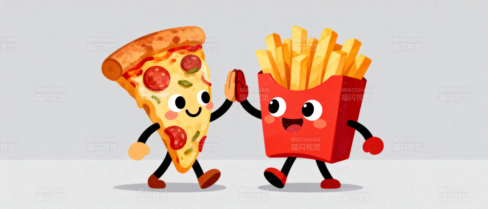 披萨与薯条的友谊图片