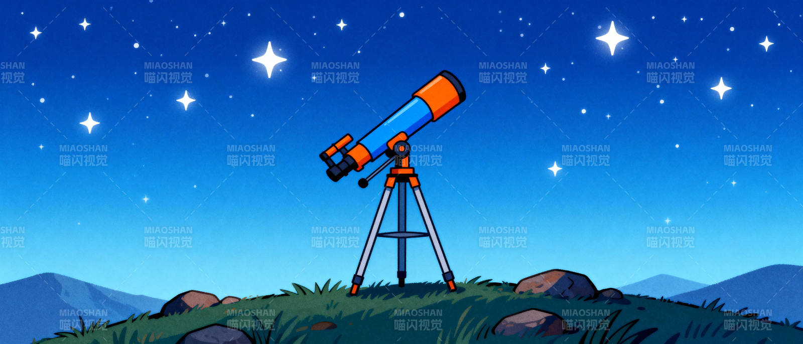 星空下的望远镜图片