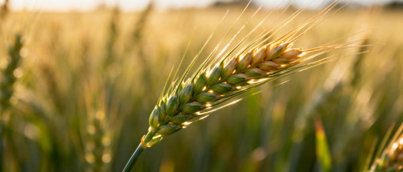 金黄麦穗迎风摇曳图片