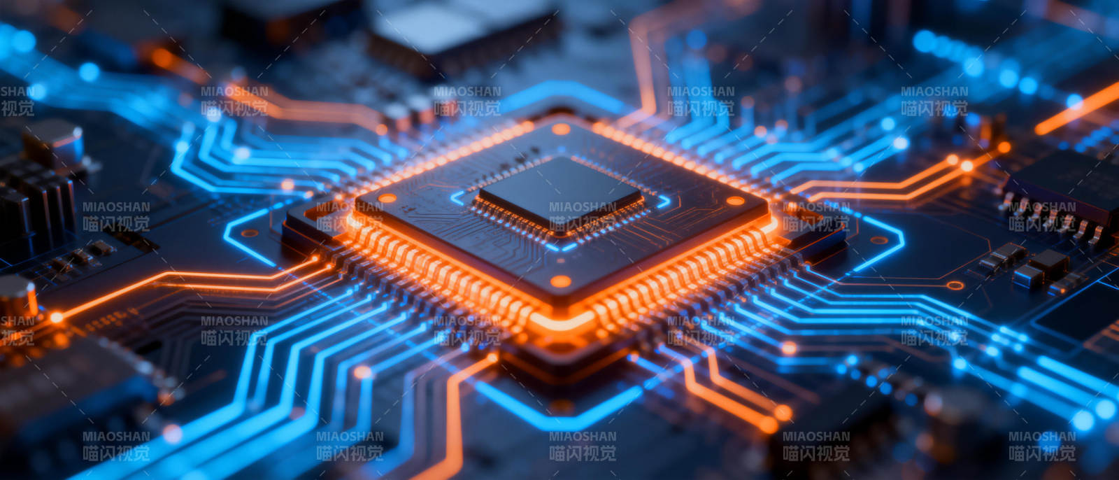 芯片电路发光图图片
