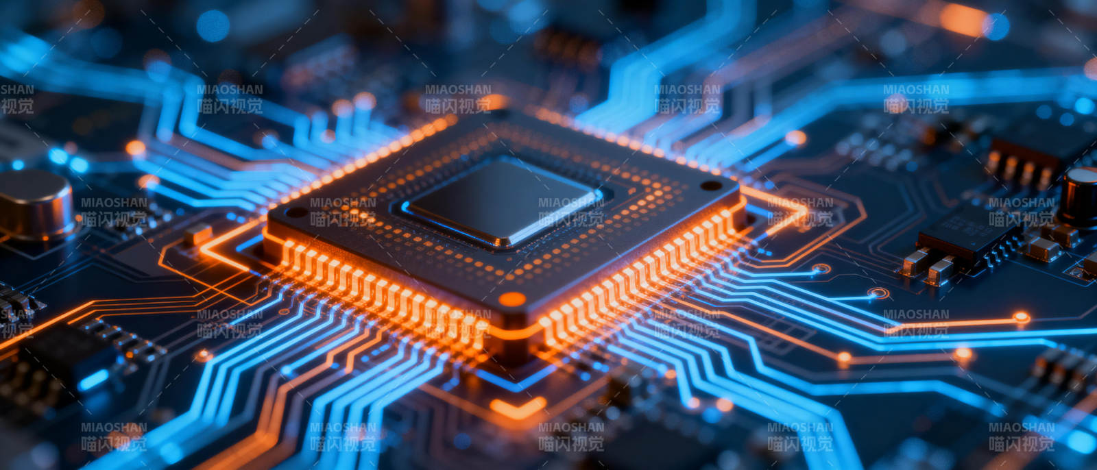 芯片电路发光图图片