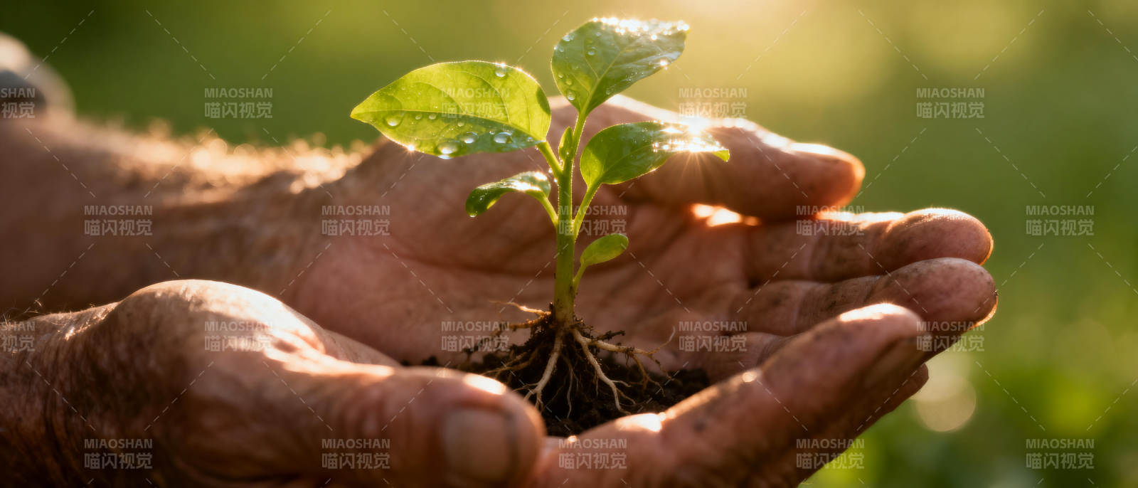 手捧嫩苗 希望之光图片
