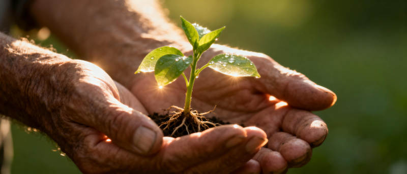 双手托起新芽图片