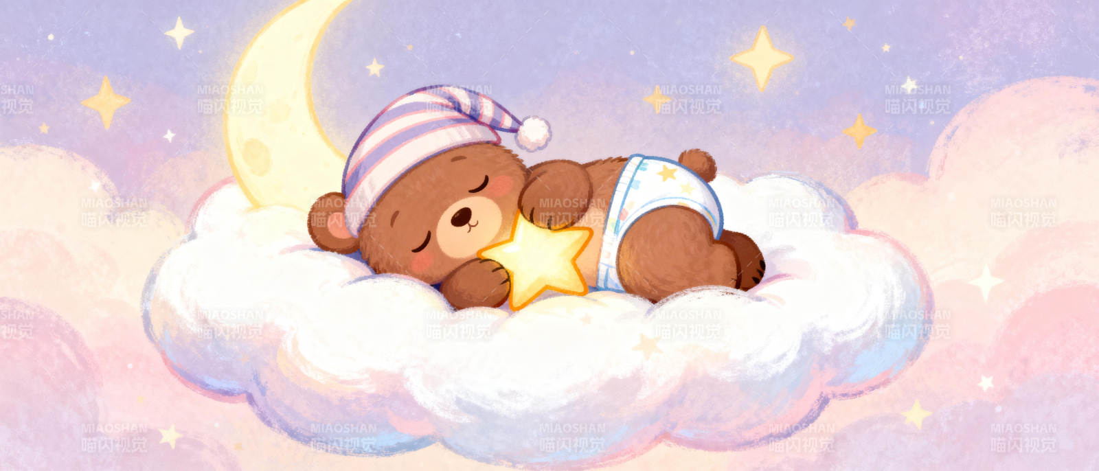 小熊云上甜睡图片