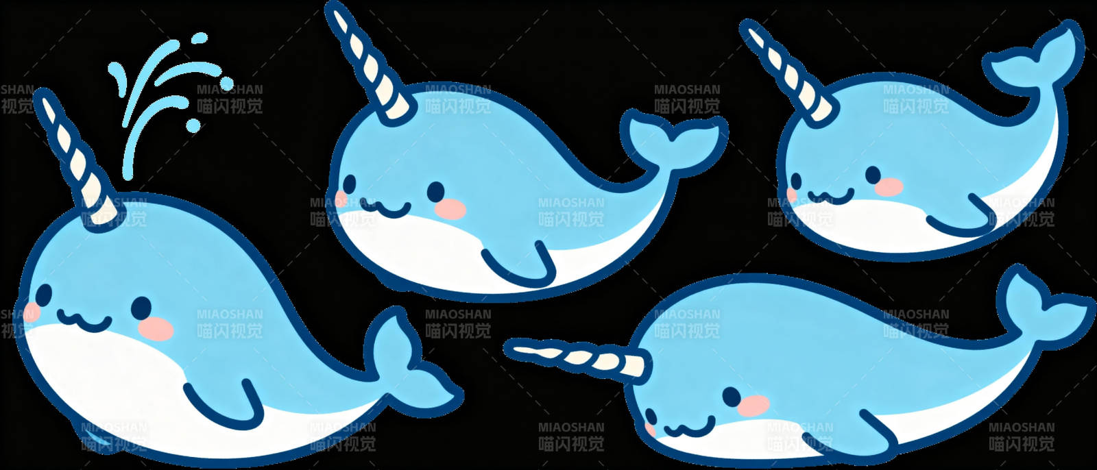 可爱独角鲸群图片