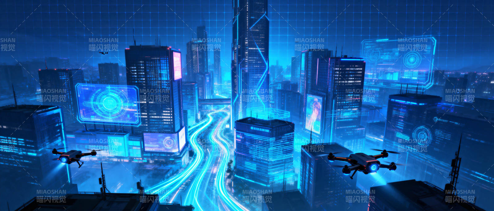 未来都市夜景图片