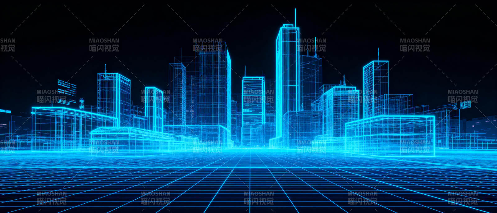 未来城市线框图图片