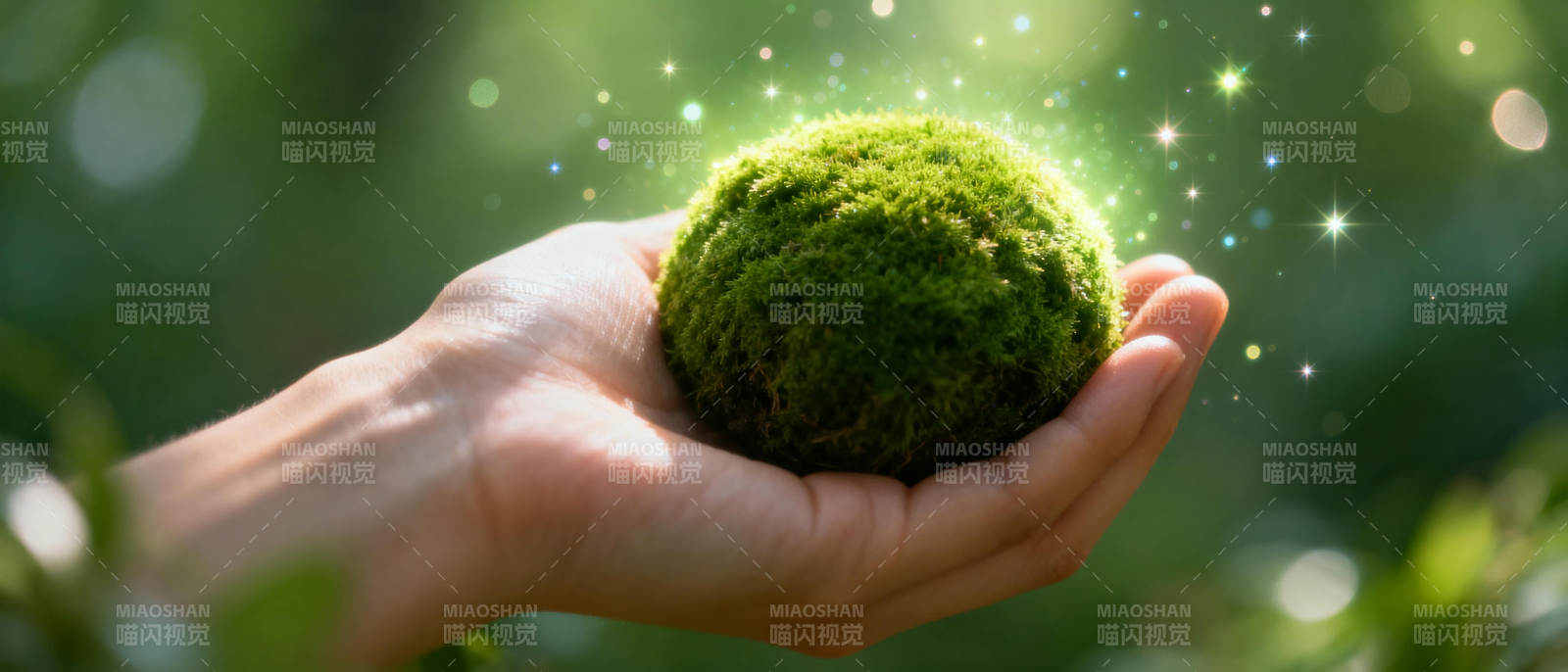 掌中绿意 自然之光图片