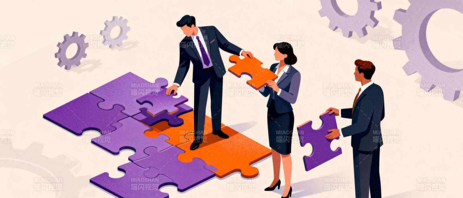 团队协作拼图图片