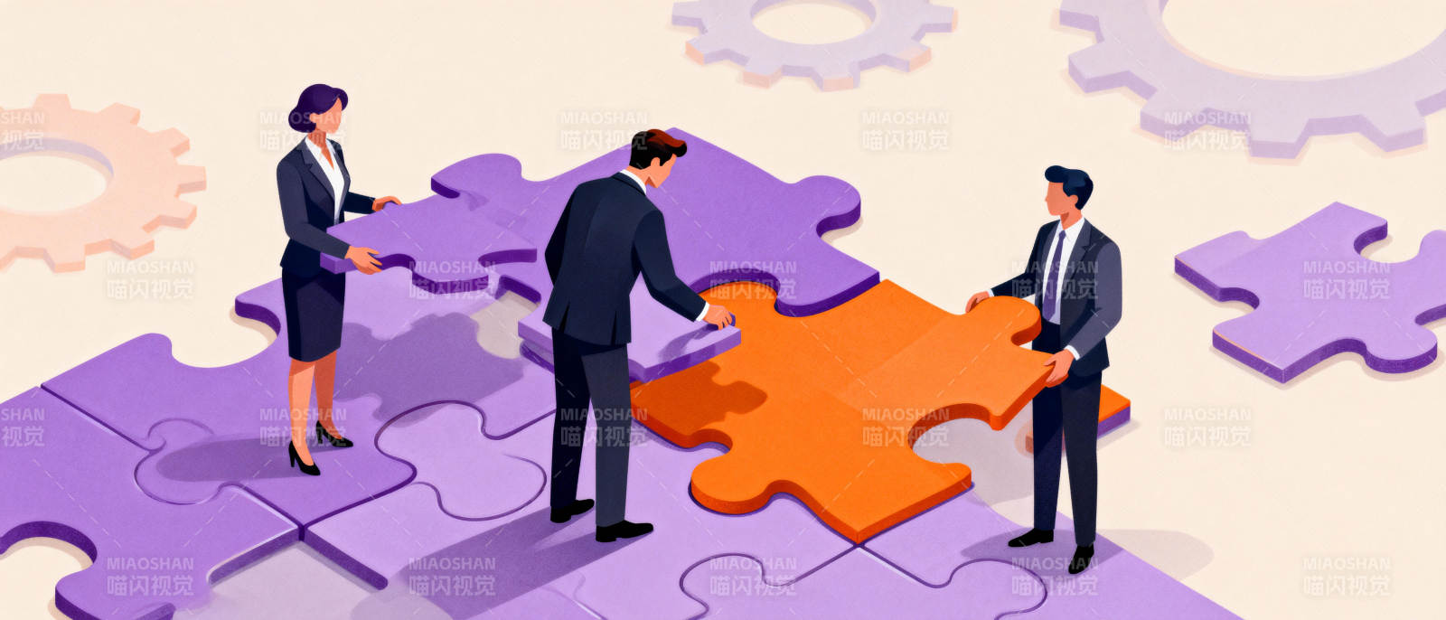 团队协作拼图图片