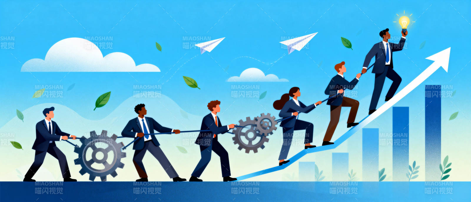 团队协作共攀高峰图片