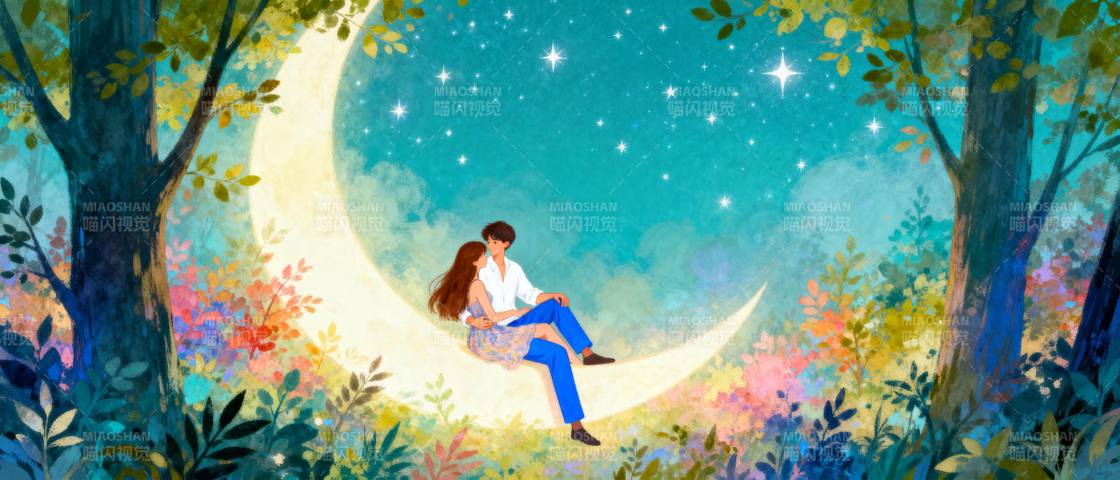 月下共赏星河图片