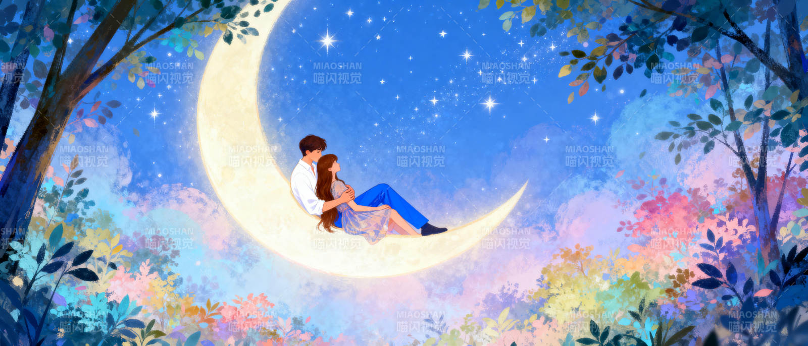 月下共赏星河图片