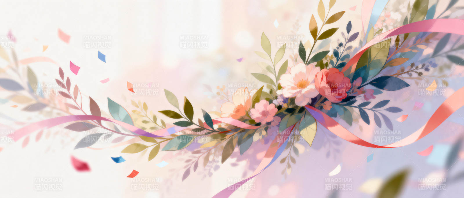 花漾彩带飘舞图片