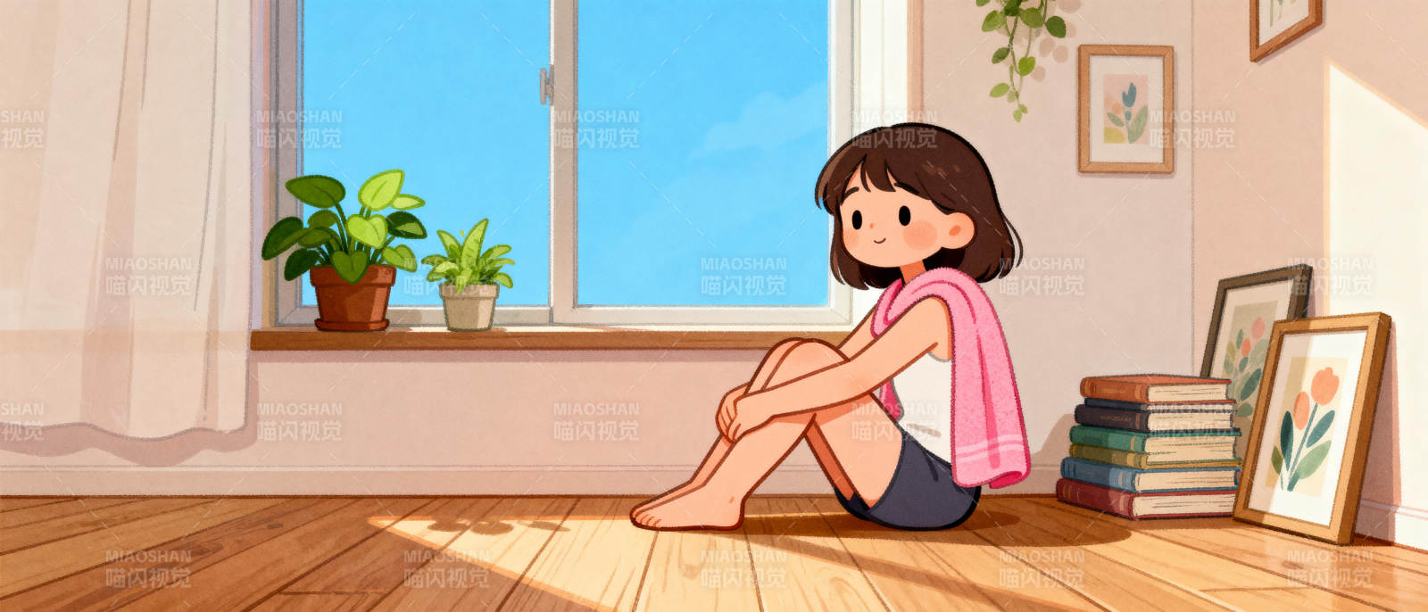 窗边静坐的女孩图片