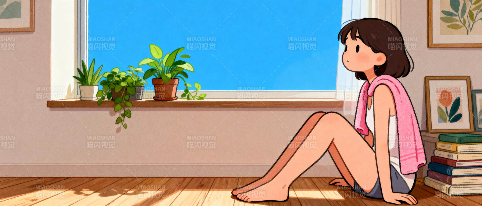 窗边静坐的女孩图片