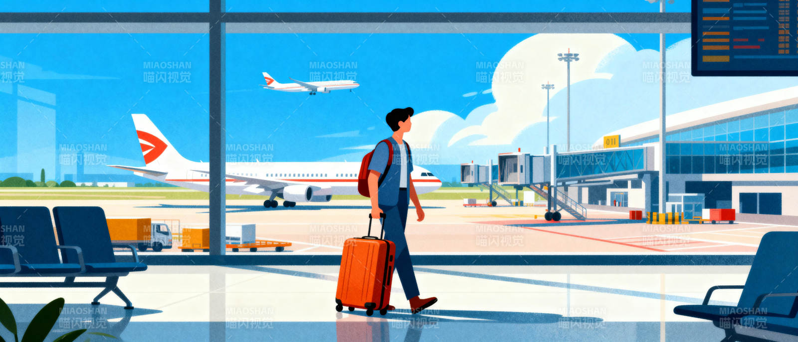 机场行旅图图片