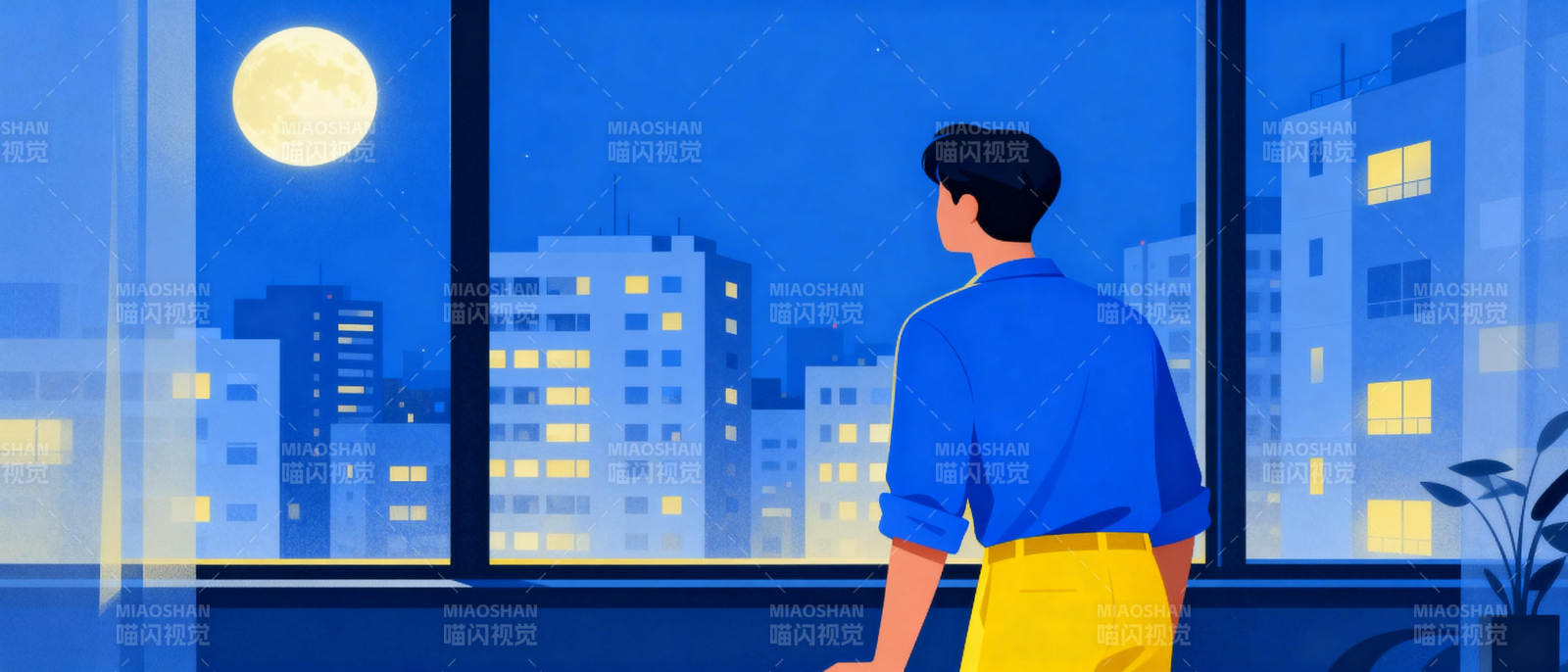 夜景窗前人影图片