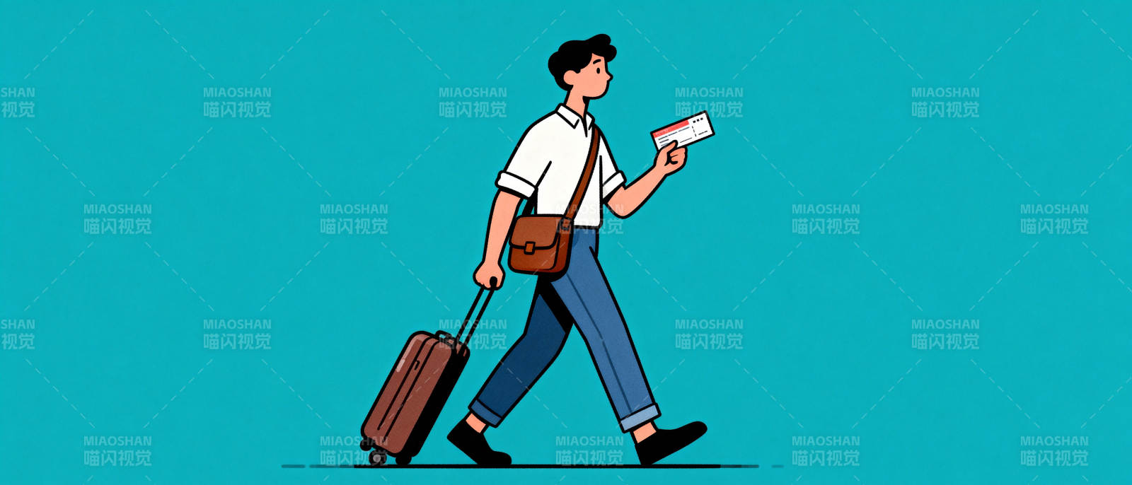 旅行者拖箱前行图片