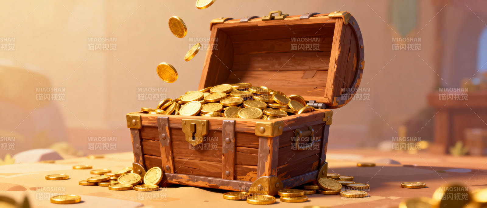宝藏箱溢金图片