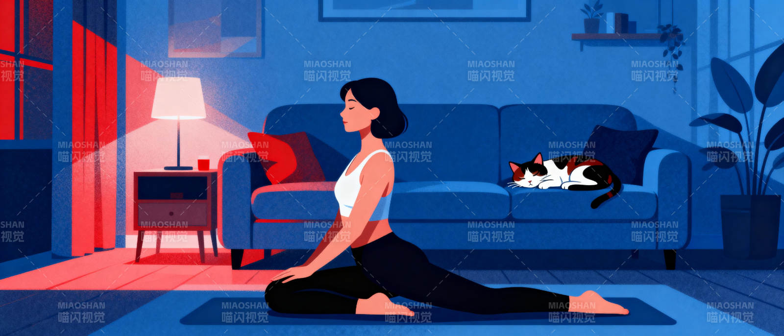 夜瑜伽静谧时光图片