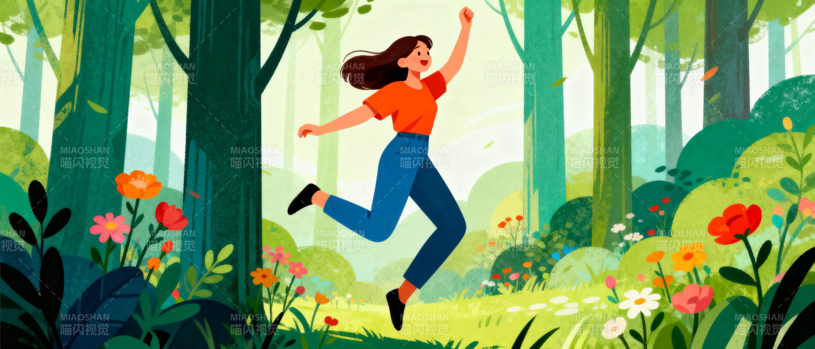 森林中的欢快跳跃图片