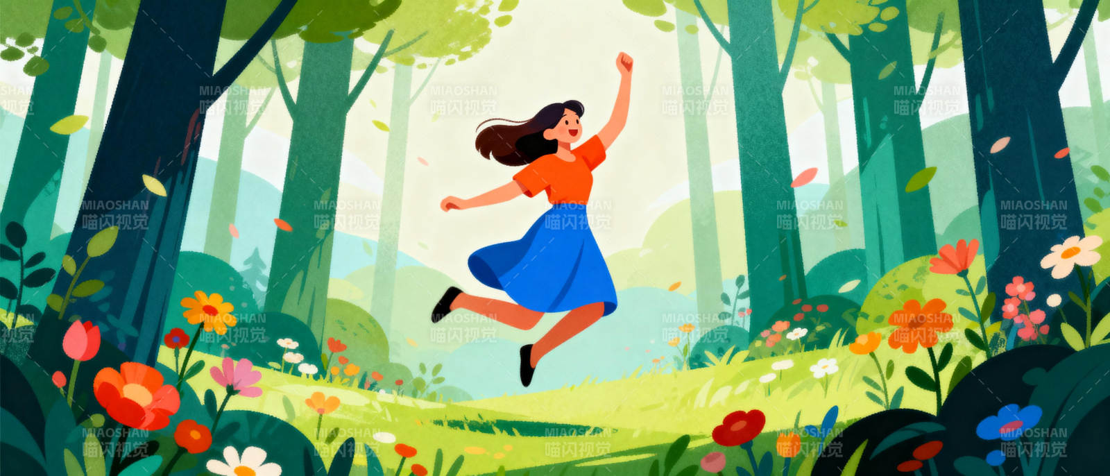 森林中的欢快跳跃图片