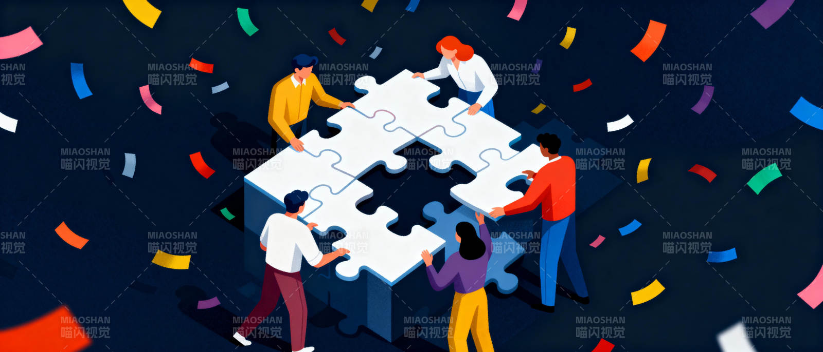 团队协作拼图图片