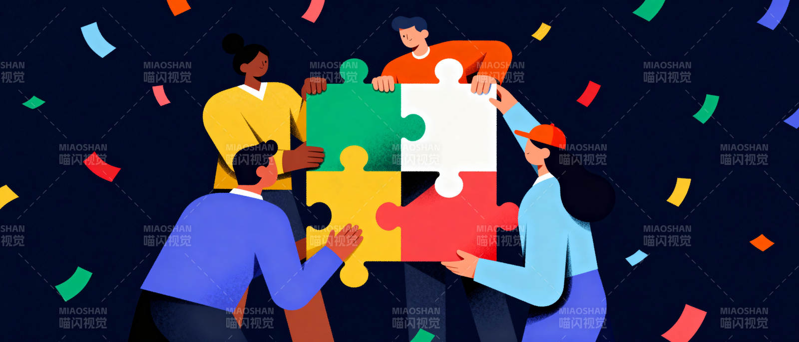 团队协作拼图图片