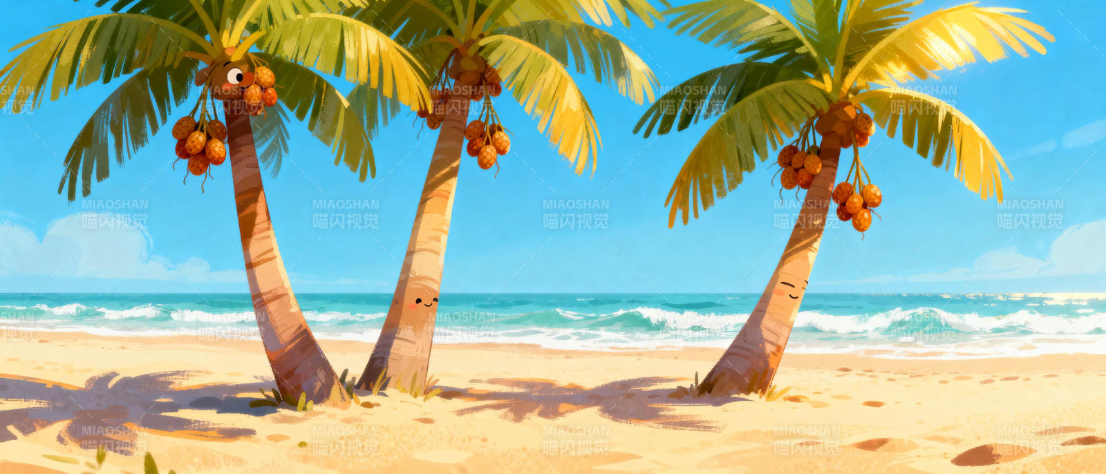 椰林沙滩美景图片