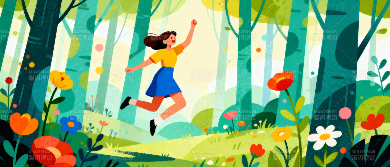 森林中的欢快跳跃图片