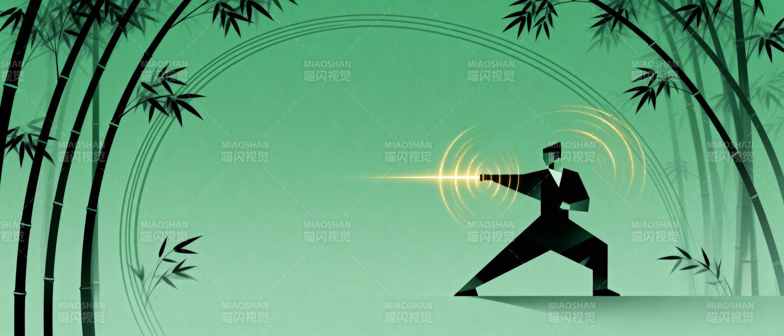 竹林中的剑气对决图片