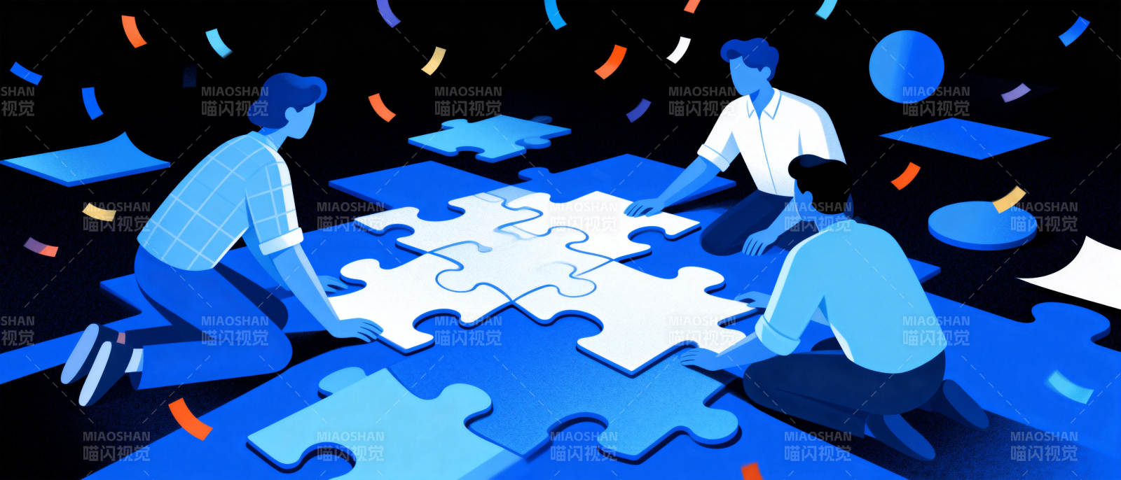 团队协作拼图图片